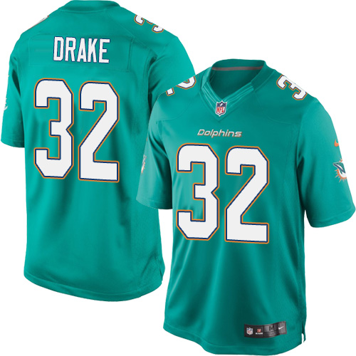 Men's Limited Kenyan Drake Nike Jersey Aqua Green Home - #32 NFL Miami Dolphins